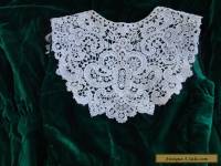 Stunning Antique Cotton Lace Collar-Large Ornate Floral Motifs 