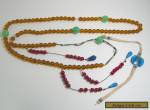 Qing Dynasty Chinese Court Beads Yellow/Amber Red Blue Glass 53" Circumference for Sale