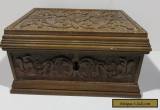 Antique Carved Curio Wood Hinge Box, 1900's for Sale