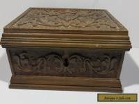 Antique Carved Curio Wood Hinge Box, 1900's