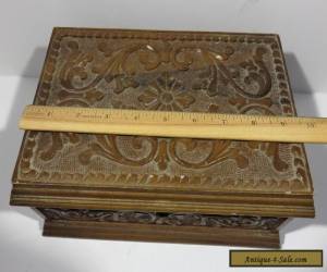 Item Antique Carved Curio Wood Hinge Box, 1900's for Sale