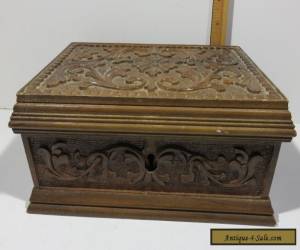 Item Antique Carved Curio Wood Hinge Box, 1900's for Sale