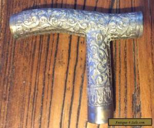 Item Antique Ornate Silver Plate Walking Stick Handle for Sale