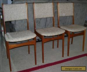 Item  VINTAGE MID CENTURY DANISH MODERN DESK DINING TEAK CHAIRS SET OF 3- for Sale