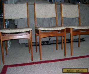 Item  VINTAGE MID CENTURY DANISH MODERN DESK DINING TEAK CHAIRS SET OF 3- for Sale