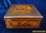 AN ANTIQUE ART NOUVEAU PYROGRAPHY POKER-WORK WOODEN BOX. for Sale