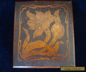 Item AN ANTIQUE ART NOUVEAU PYROGRAPHY POKER-WORK WOODEN BOX. for Sale