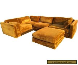 Mid Century Vintage 70's Velvet Rustic Brown Sofa for Sale