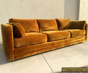 Item Mid Century Vintage 70's Velvet Rustic Brown Sofa for Sale