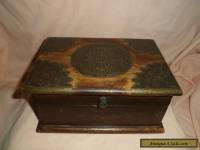 VINTAGE WOODEN BOX WITH BRASS DETAIL