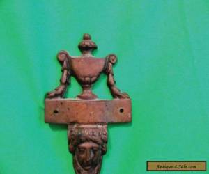 Item Antique Original French Art Nouveau Bronze Door Knocker Back Plate Lady's Face for Sale