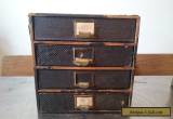VINTAGE WOODEN FILE BOX WOOD & METAL CABINET CHEST OF DRAWERS DESK TOP FILING for Sale