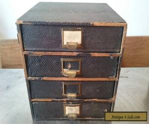 Item VINTAGE WOODEN FILE BOX WOOD & METAL CABINET CHEST OF DRAWERS DESK TOP FILING for Sale