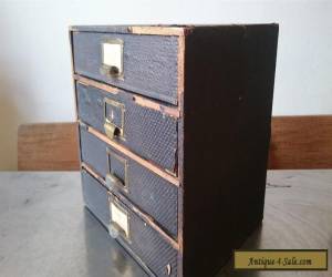 Item VINTAGE WOODEN FILE BOX WOOD & METAL CABINET CHEST OF DRAWERS DESK TOP FILING for Sale