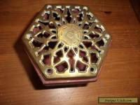 vintage wooden  box with brass lid