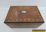 Antique Victorian Walnut Sewing Box Parquetry Inlaid Decoration for Sale