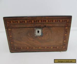 Item Antique Victorian Walnut Sewing Box Parquetry Inlaid Decoration for Sale