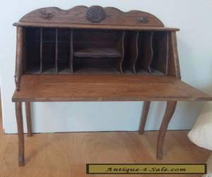 Item Antique Oak Secretary Writing Desk Hand Carved for Sale