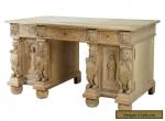 STUNNING 19TH CENTURY VICTORIAN CARVED OAK PEDESTAL DESK for Sale