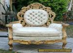 VINTAGE ANTIQUE CARVED ORNATE GILT French Boudoir Chair Original Button Back for Sale