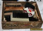 Vintage/Antique Solid Wood Advertising Box Shoe Cleaning Kit Brushes Wooden Old for Sale