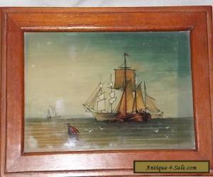 Item Vintage Wooden Jewelry Box / Glass Insert of Ocean and ships for Sale