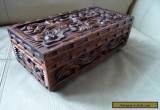 ANTIQUE HAND CARVED WOODEN TRINKET BOX ~ LEGS ~ SCROLLS & FLOWERS DECORATION for Sale