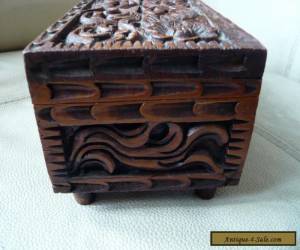 Item ANTIQUE HAND CARVED WOODEN TRINKET BOX ~ LEGS ~ SCROLLS & FLOWERS DECORATION for Sale