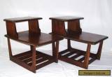 vintage pair walnut mid century modern danish step up side end tables lane style for Sale