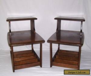 Item vintage pair walnut mid century modern danish step up side end tables lane style for Sale