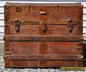 Antique Vintage VTG Victorian Steamer Trunk Train Travel Luggage Storage Chest for Sale