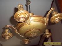 Vintage Hanging Brass 5 Light Chandelier (needs re-wiring)