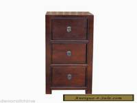 Asian Chinese Brown Wooden Narrow Cabinet Side End Table w/3 Drawers Ma2-02