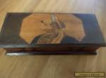 antique wooden box carved / poker work couple on lid for Sale