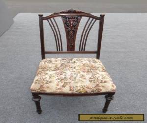 ANTIQUE  VICTORIAN CARVED WOOD CHAIR TAPESTRY STYLE ACCENT  for Sale