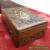 VINTAGE ANTIQUE ?  OLD HAND CARVED WOODEN TRINKET JEWELLERY BOX FLOWER INLAY for Sale