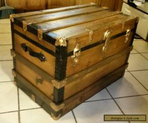 Item 1800's Antique Victorian Large Flat Top Steamer Trunk  for Sale