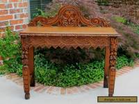 Antique French Oak Gothic Renaissance Highly Carved Entry Hall Sofa Table Desk