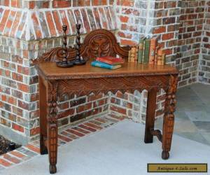 Item Antique French Oak Gothic Renaissance Highly Carved Entry Hall Sofa Table Desk for Sale