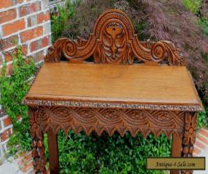 Item Antique French Oak Gothic Renaissance Highly Carved Entry Hall Sofa Table Desk for Sale