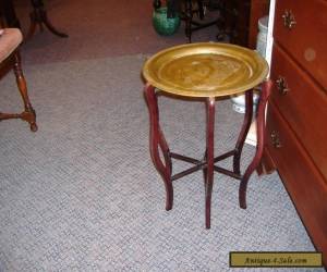 Item Brass Wood Tray Martini Table Vintage Mid Century Modern Folding for Sale