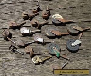 Item Odd Lot of 17 Misc. Vintage / Antique Wood & Metal Wheels Furniture  for Sale