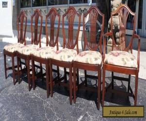 Item 6 Vintage Hepplewhite Style Mahogany Carved Shield Back Dining chairs Mid Cent for Sale