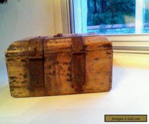 Item Rare early hand carved wooden box 17th or 18th century blacksmith nails for Sale