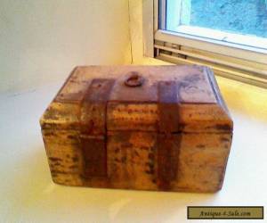 Item Rare early hand carved wooden box 17th or 18th century blacksmith nails for Sale