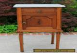 Antique French Oak Marble Top Art Deco Side Cabinet Lamp or End Table Nightstand for Sale