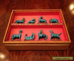 Item Rare Set of Eight Chinese Antique Blue Glazed Horses with Original Box.  for Sale