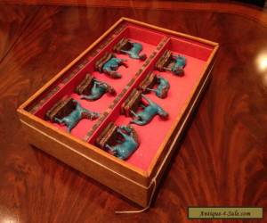 Item Rare Set of Eight Chinese Antique Blue Glazed Horses with Original Box.  for Sale