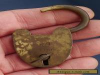Antique vintage early 20thC BRASS PADLOCK working with KEY