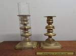 Two Victorian Brass Candle sticks irregular pair pop outs for Sale